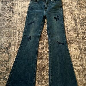 CHANEL Indigo Flare Jeans with Logo Detail